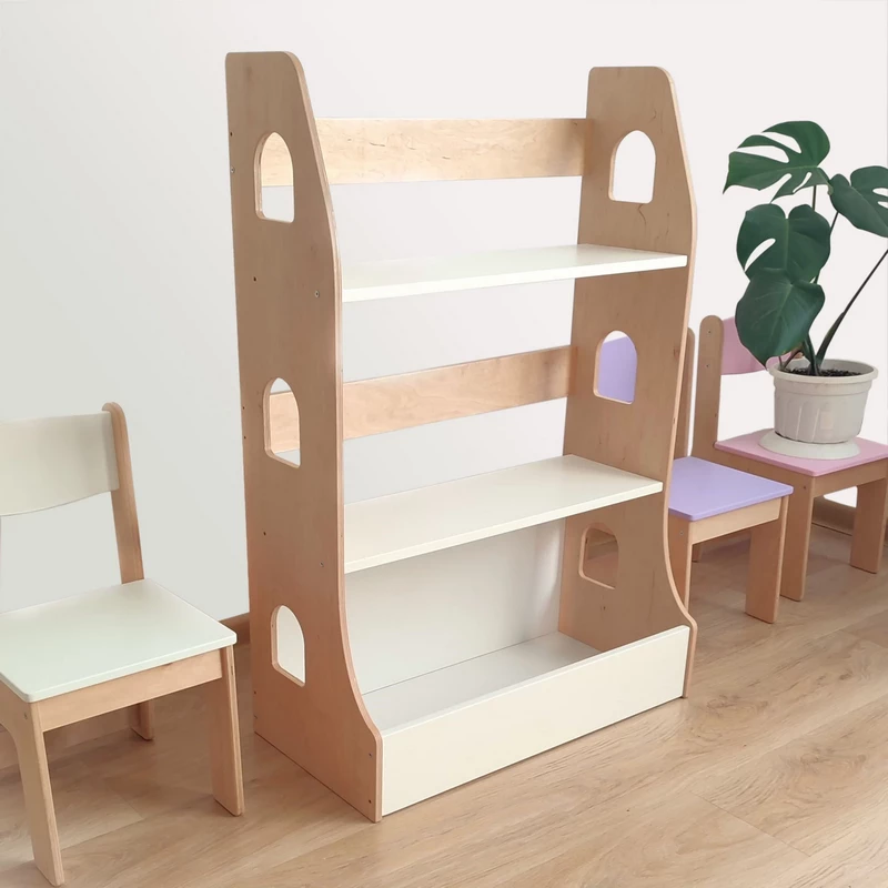 Дитяча полиця для іграшок біла з ящиком