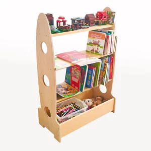 Детская деревянная полка для книг и игрушек с ящиком внизу Детская деревянная полка для книг и игрушек с ящиком