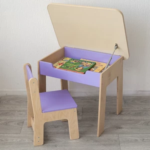 Дитячий стіл і два стільці з дерева для дітей 2–5 років