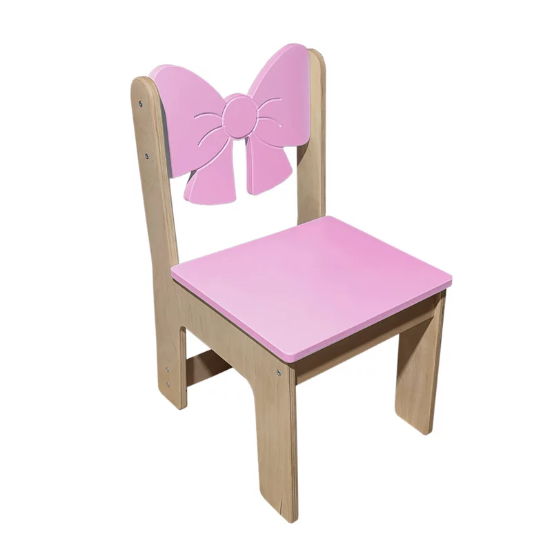Дитячий стільчик рожевий з декоративною спинкою у формі бантика