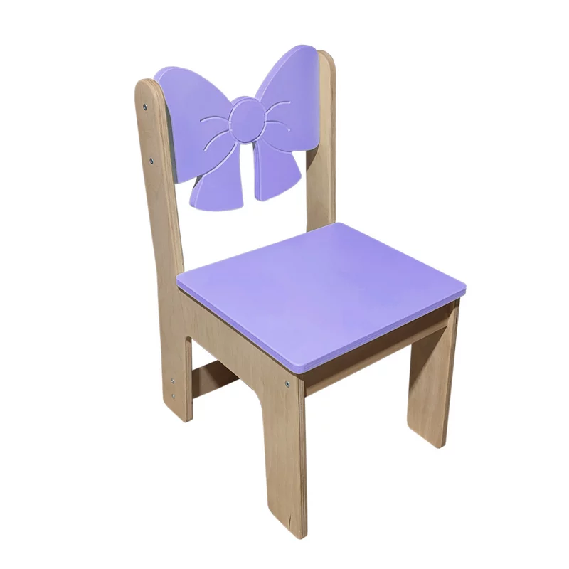 Дитячий стільчик фіолетового кольору з декоративною спинкою бантика