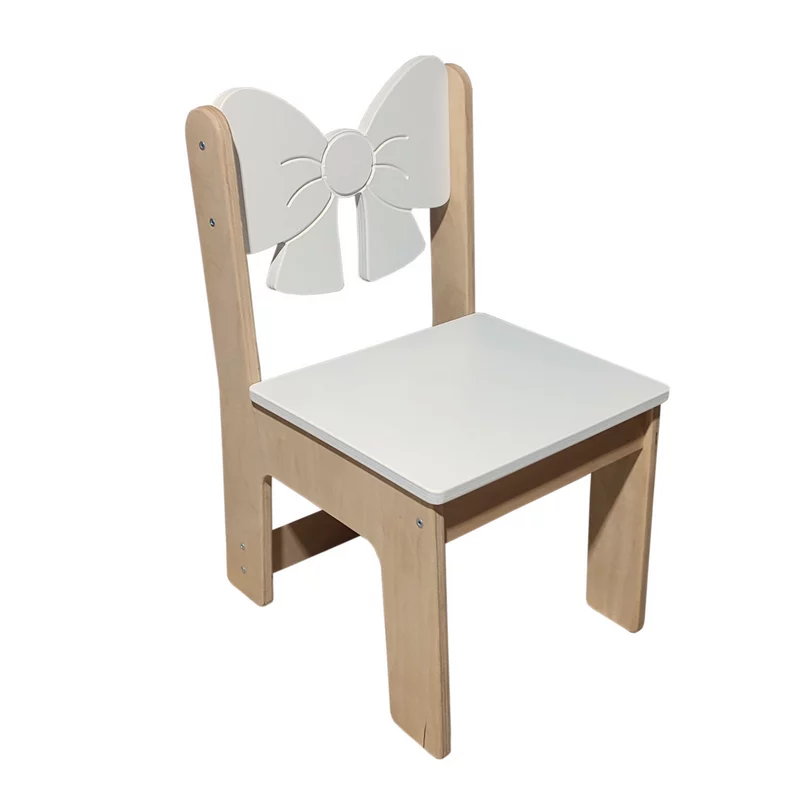 Білий дитячий стільчик з декоративною спинкою бантик