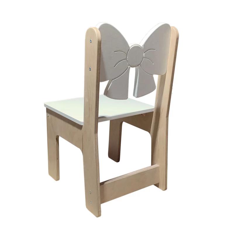 Дитячий дерев’яний стільчик з бантиком білий
