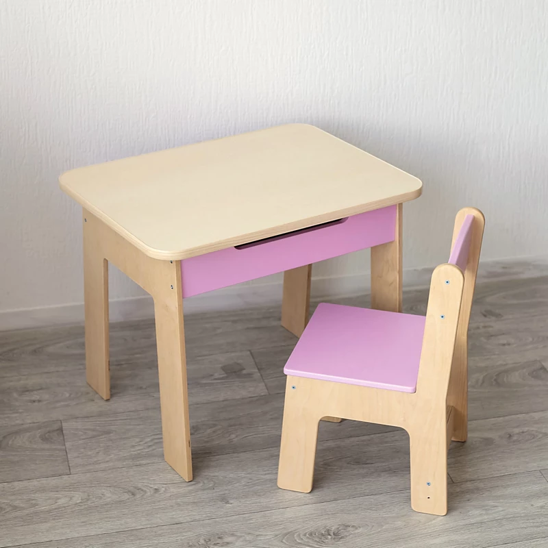 Рожевий комплект дитячих меблів столик і стільчики