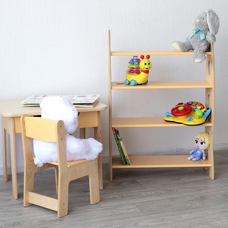 Набор детской мебели: столик, стульчик и полка для игрушек