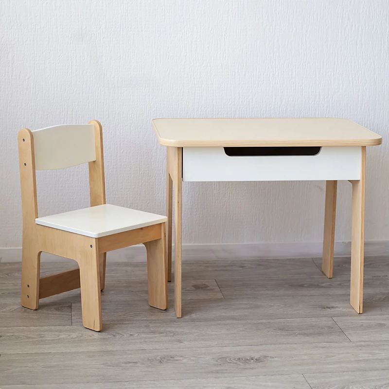 Дитячий столик і 2 стільчики для дітей 2–5 років в білому кольорі
